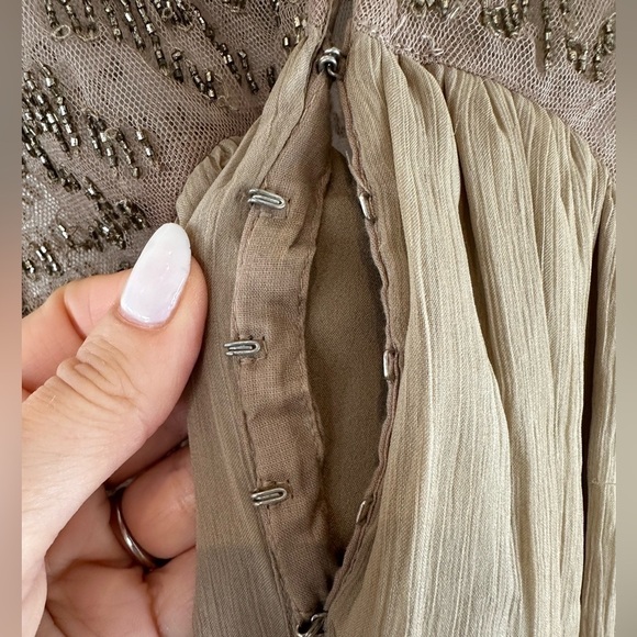 Anthropologie Moulinette Soeurs Boho Chiffon Bejeweled Babydoll Dress - Picture 12 of 15